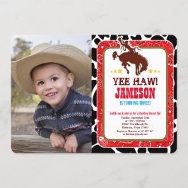 Cowboy Western Old West Birthday Photo Invitation Kaart