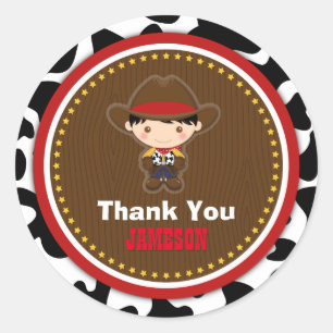 Cowboy Western Old West Birthday Ronde Sticker