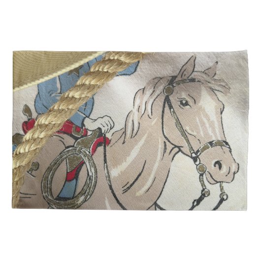 COWBOY western paard gepersonaliseerde touw trim n Kussensloop (Achterkant)