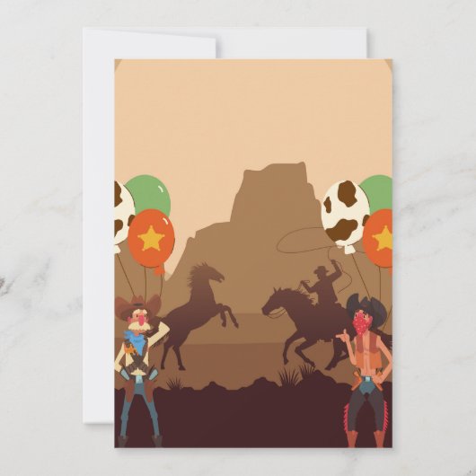 Cowboy Western Paard Verjaardag Thema Uitnodiginge Kaart (Achterkant)