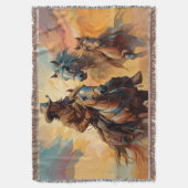 Cowboy Western Paarden blauw Tan Collage Deken (Voorkant Verticaal)