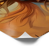 Cowboy Western Paarden blauw Tan Collage Perfect Poster (Hoek)