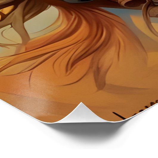 Cowboy Western Paarden blauw Tan Collage Perfect Poster (Hoek)