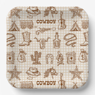 Cowboy Western  Papieren Bordje