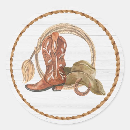 Cowboy Western Party Ronde Sticker (Voorkant)