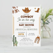 Cowboy Western Pet Boots Denim Boy Baby shower Kaart (Staand voorkant)
