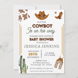 Cowboy Western Pet Boots Denim Boy Baby shower Kaart