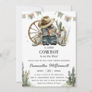 Cowboy Western Pet Boots Denim Boy Baby shower Kaart