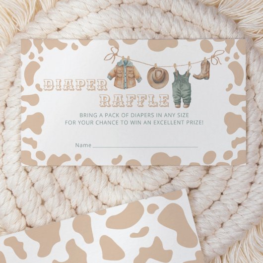 Cowboy Western Plaid Baby shower Luier Raffle Informatiekaartje