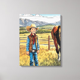 Cowboy Western Rancher Boy's Bedroom Graphic Art Canvas Afdruk