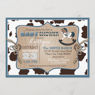 Cowboy Western Rocking Horse Baby shower Kaart