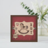 Cowboy Western Rocking Horse Baby shower Kaart (Staand voorkant)