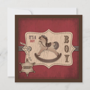 Cowboy Western Rocking Horse Baby shower Kaart