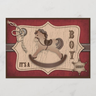 Cowboy Western Rocking Horse Baby shower Kaart
