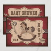 Cowboy Western Rocking Horse Baby shower Kaart (Voorkant / Achterkant)