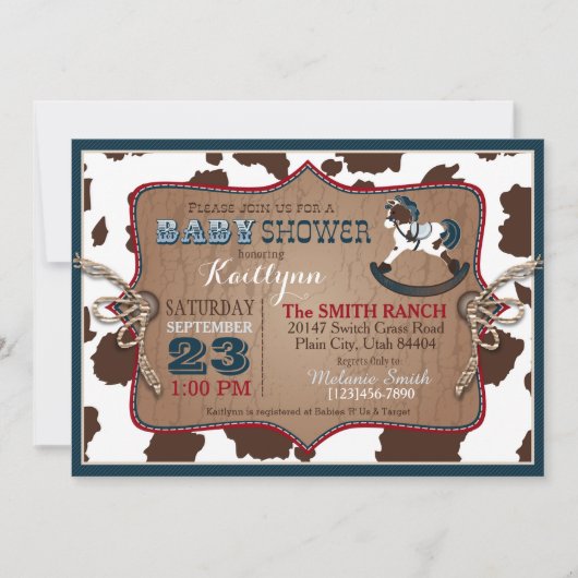 Cowboy Western Rocking Horse Baby shower Kaart (Voorkant)
