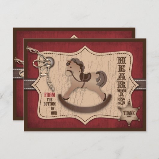 Cowboy Western Rocking Horse Bedankt Briefkaart (Voorkant / Achterkant)