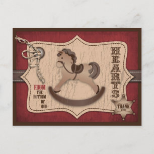 Cowboy Western Rocking Horse Bedankt Briefkaart