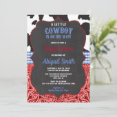 Cowboy western rode bandana blauw baby shower kaart (Staand voorkant)