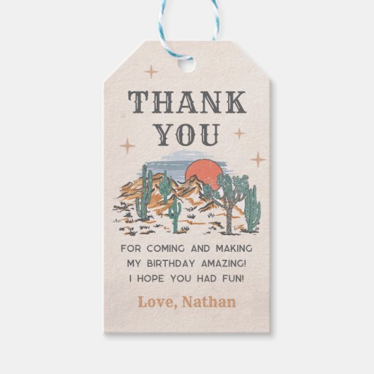 Cowboy Western Rodeo 1e verjaardag Cadeaulabel (Voorkant)