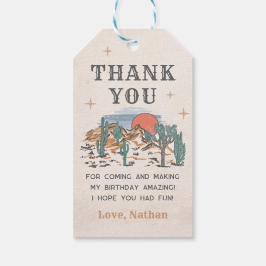 Cowboy Western Rodeo 1e verjaardag Cadeaulabel (Achterkant)