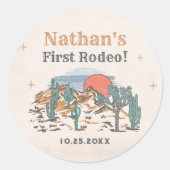 Cowboy Western Rodeo 1e verjaardag Ronde Sticker (Voorkant)