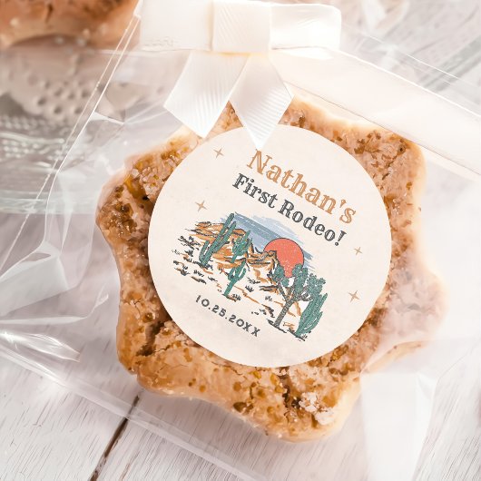 Cowboy Western Rodeo 1e verjaardag Ronde Sticker