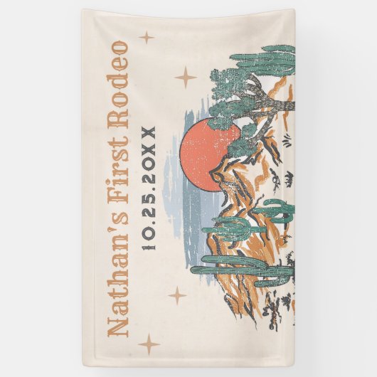 Cowboy Western Rodeo 1e verjaardag Spandoek (Verticaal)