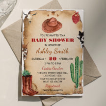 Cowboy Western Rodeo Baby shower Invitation