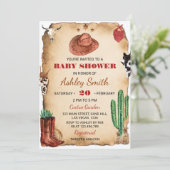 Cowboy Western Rodeo Baby shower Invitation Kaart (Staand voorkant)