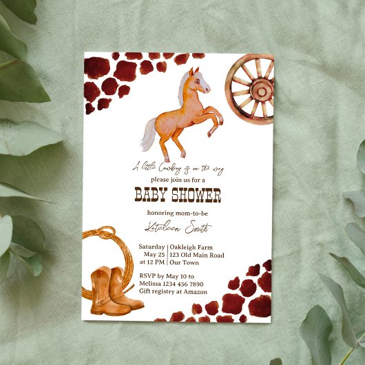 Cowboy western rodeo baby shower kaart