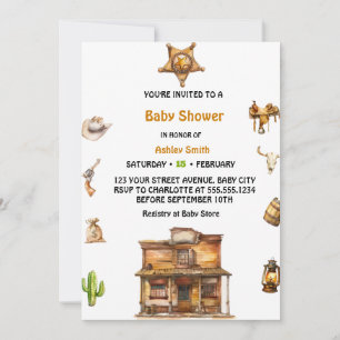 Cowboy Western Rodeo Baby shower Kaart