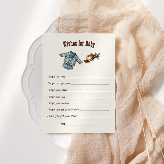Cowboy Western Rodeo Baby shower Wensen voor Baby Informatiekaartje
