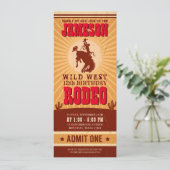 Cowboy Western Rodeo Birthday Ticket Pass Kaart (Staand voorkant)