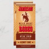 Cowboy Western Rodeo Birthday Ticket Pass Kaart (Voorkant / Achterkant)