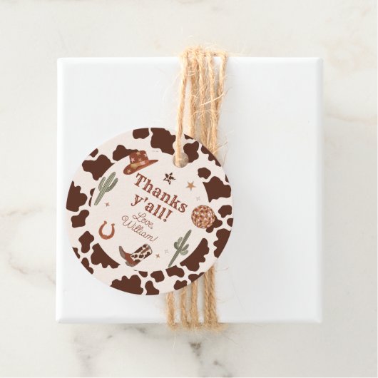 Cowboy Western Rodeo feest Thankas yall verjaardag Bedankjes Labels (In situ)
