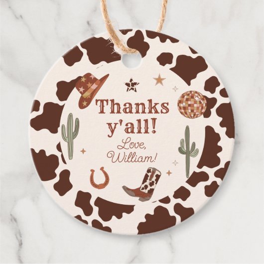 Cowboy Western Rodeo feest Thankas yall verjaardag Bedankjes Labels (Voorkant)