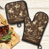 Cowboy Western Rodeo gepersonaliseerd Ovenwant & Pannenlap Set