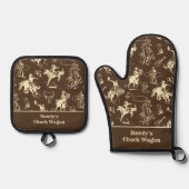 Cowboy Western Rodeo gepersonaliseerd Ovenwant & Pannenlap Set (Voorkant)