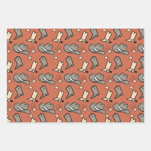 Cowboy Western Rodeo Hand getrokken Doodle Inpakpapier Vel (Voorkant 2)