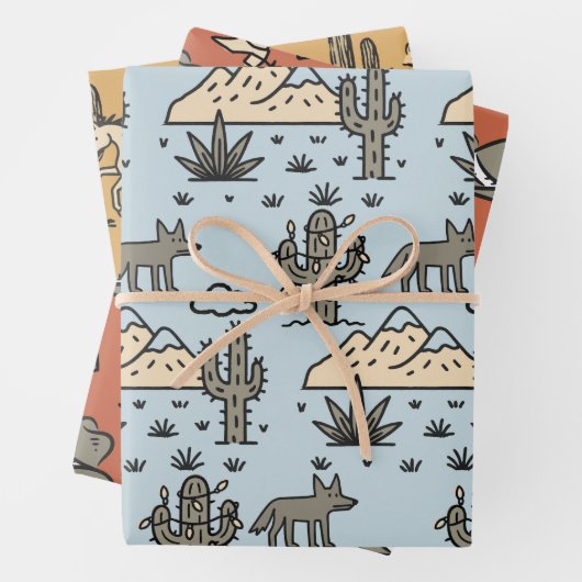 Cowboy Western Rodeo Hand getrokken Doodle Inpakpapier Vel (In situ)