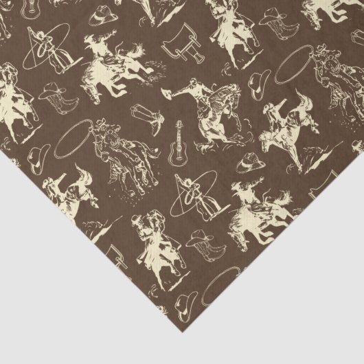 Cowboy Western Rodeo Horses Pattern Tissuepapier (Detail)
