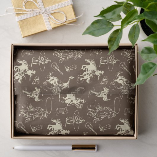 Cowboy Western Rodeo Horses Pattern Tissuepapier (Geschenk)