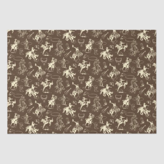 Cowboy Western Rodeo Horses Pattern Tissuepapier (Voorkant)