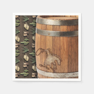 Cowboy Western Rodeo Houten Barrel Verjaardagsfees Servet