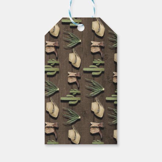 Cowboy Western Rodeo houten vat party gunst Cadeaulabel (Achterkant)