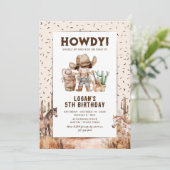 Cowboy Western Rodeo Kids Verjaardagsuitnodigingen Kaart (Staand voorkant)