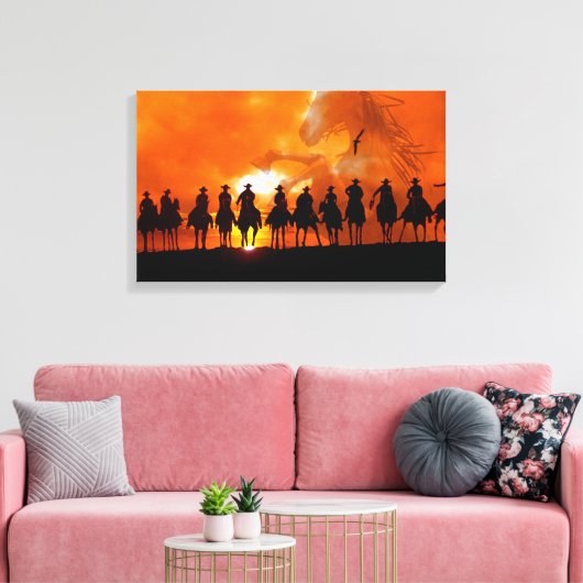 Cowboy Western Rodeo Roundup Wild West Wrapped Can Canvas Afdruk (Insitu (Woonkamer))