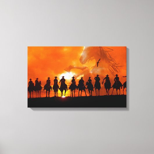 Cowboy Western Rodeo Roundup Wild West Wrapped Can Canvas Afdruk (Voorkant)