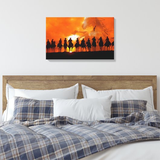 Cowboy Western Rodeo Roundup Wild West Wrapped Can Canvas Afdruk (Insitu (Slaapkamer))